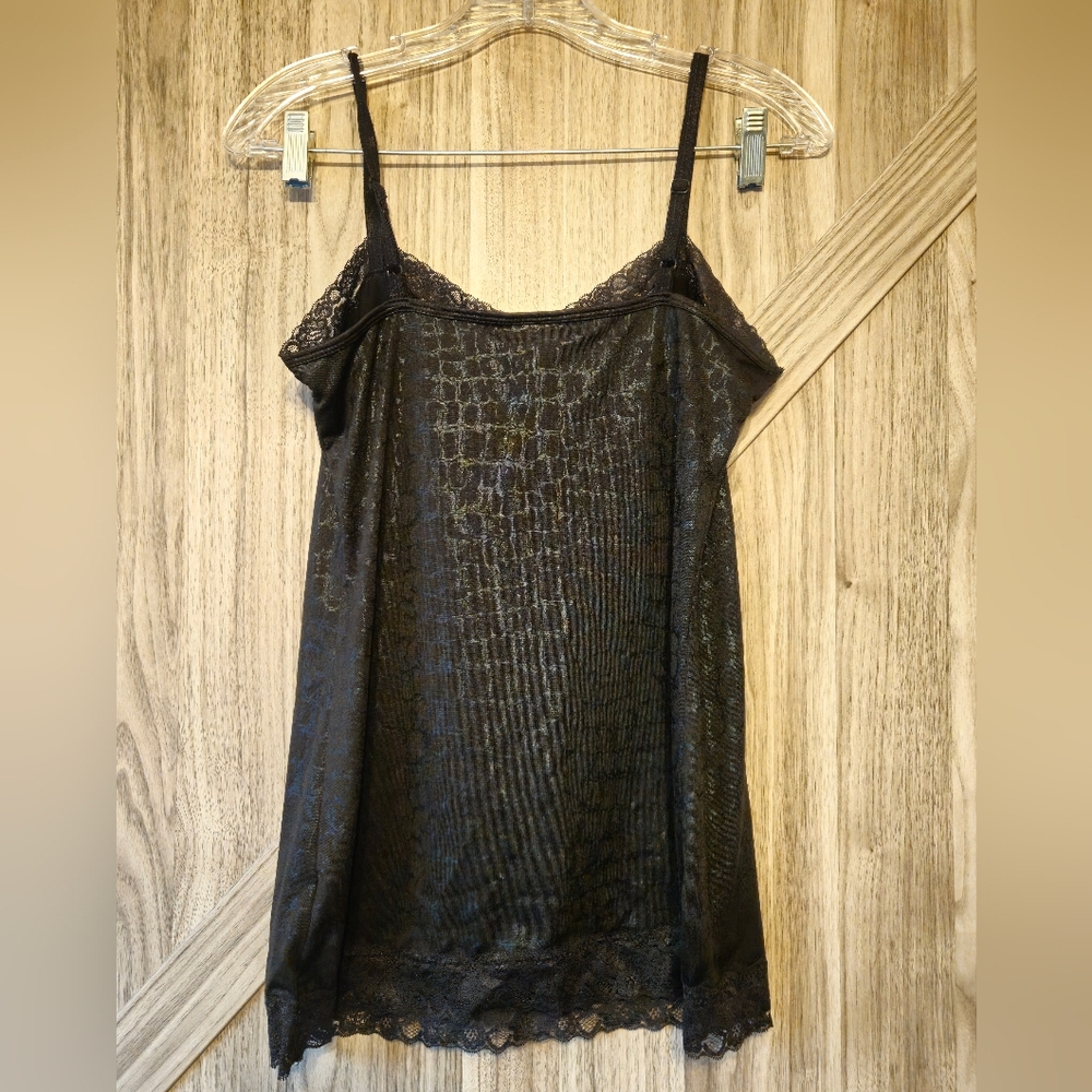 Fashion Bug Black Snake Skin And  Lace Camisole - Picture 2 of 8